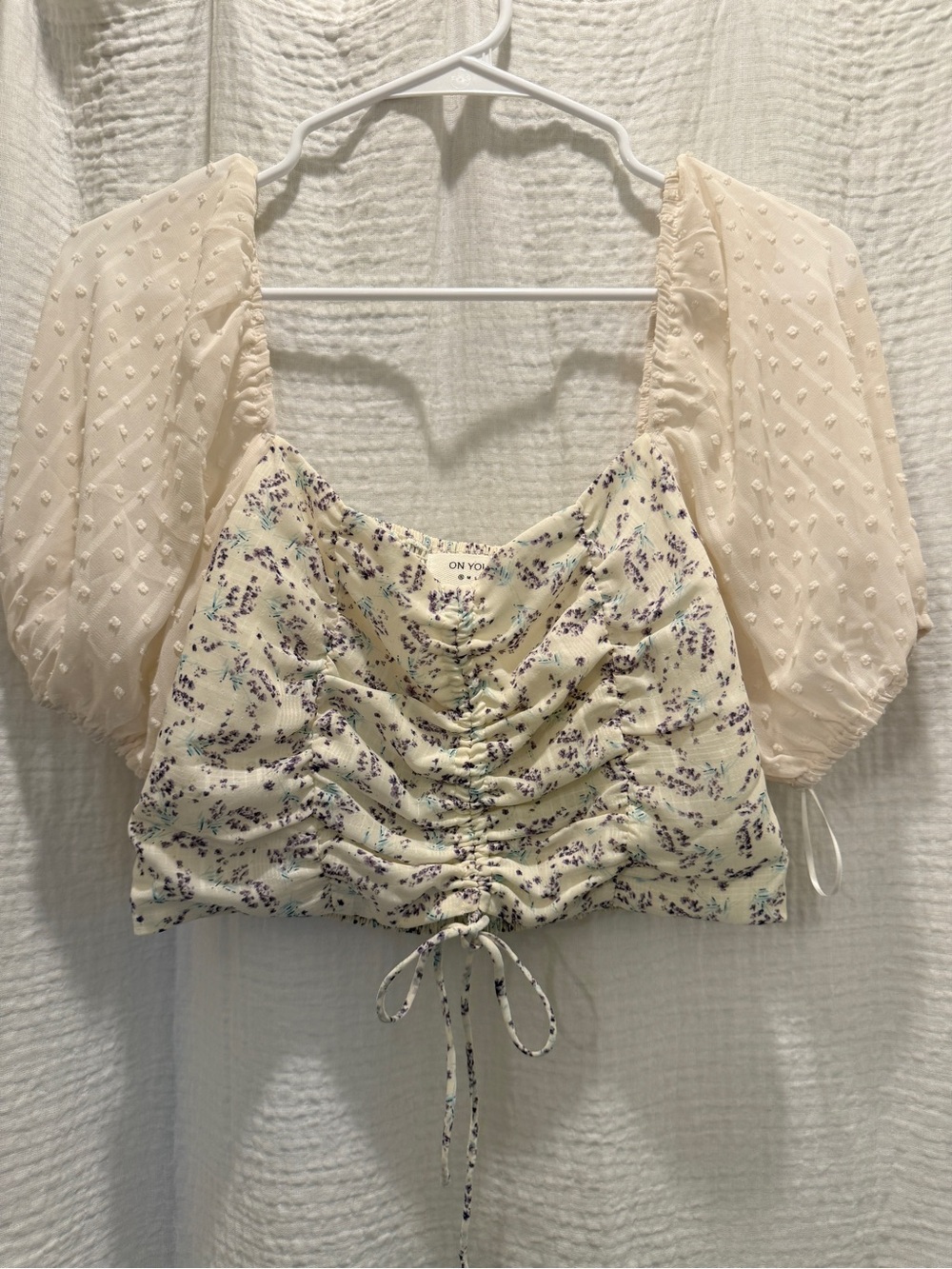 Princess Polly Allyson Floral Puff Sleeve Ruched Crop Top - Size Small